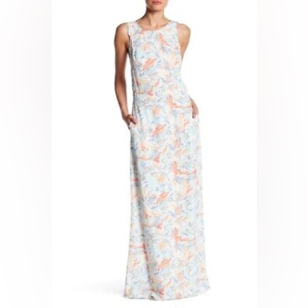 Maje Floral Open Back Maxi Dress Size S